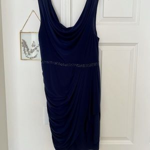 Jessica Howard rouched bodice navy blue dress